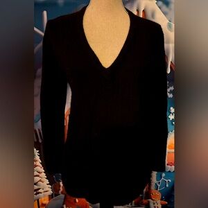 Calvin Klein sweater size L black soft cashmere with V neckline.